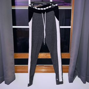 Victoria’s Secret Pink gray leggings with a white stripe down the side of legs
